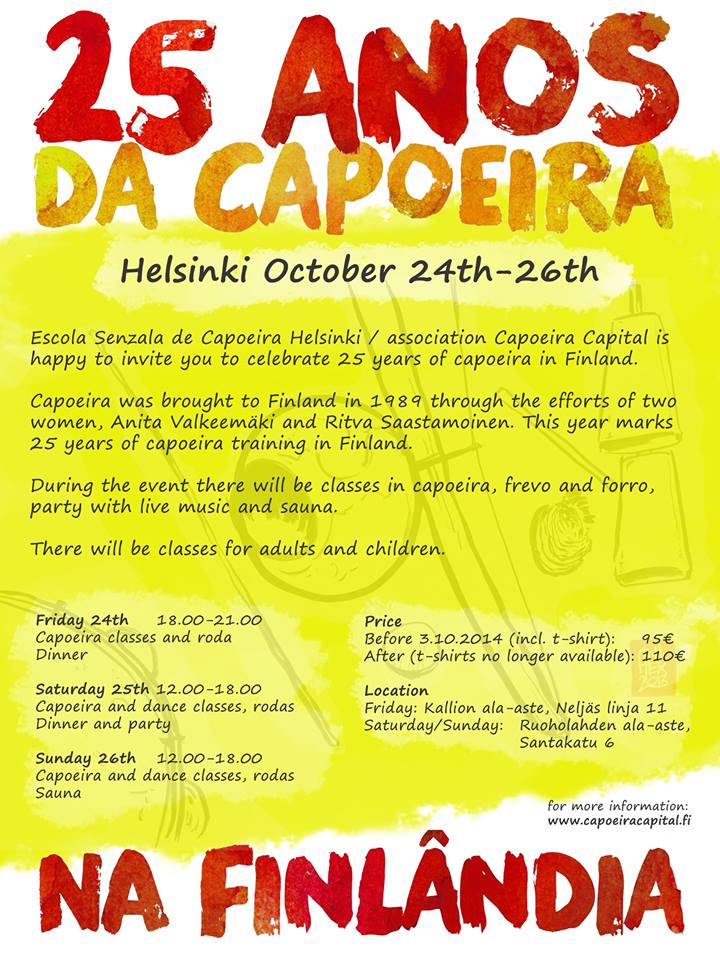 Festival 25 anos da capoeira na Finlandia 22-26.10.2014